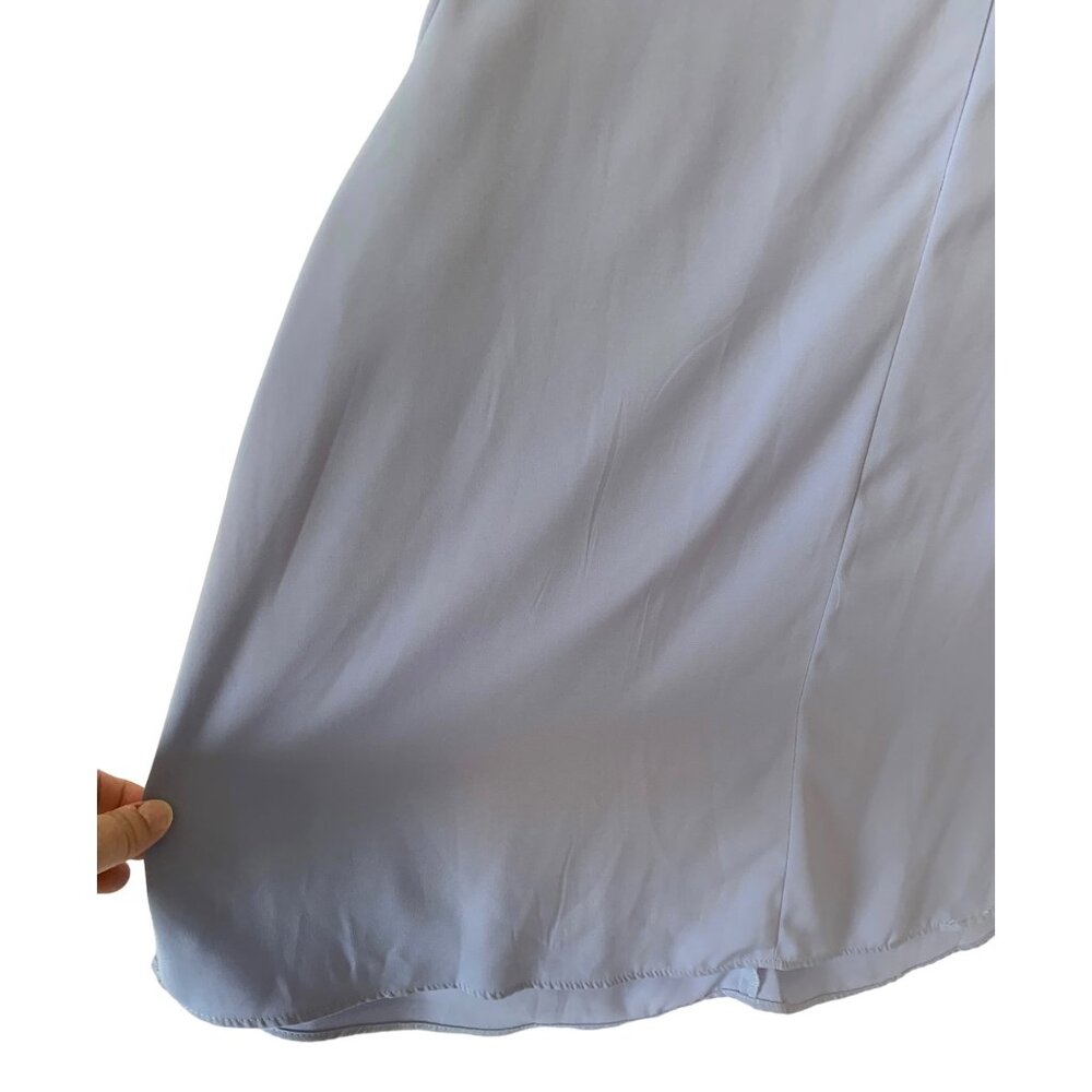 Eloquii Baby Blue Choker-Neck Bell Sleeve Ruffle Front Women's Blouse Size 18 - Picture 7 of 7